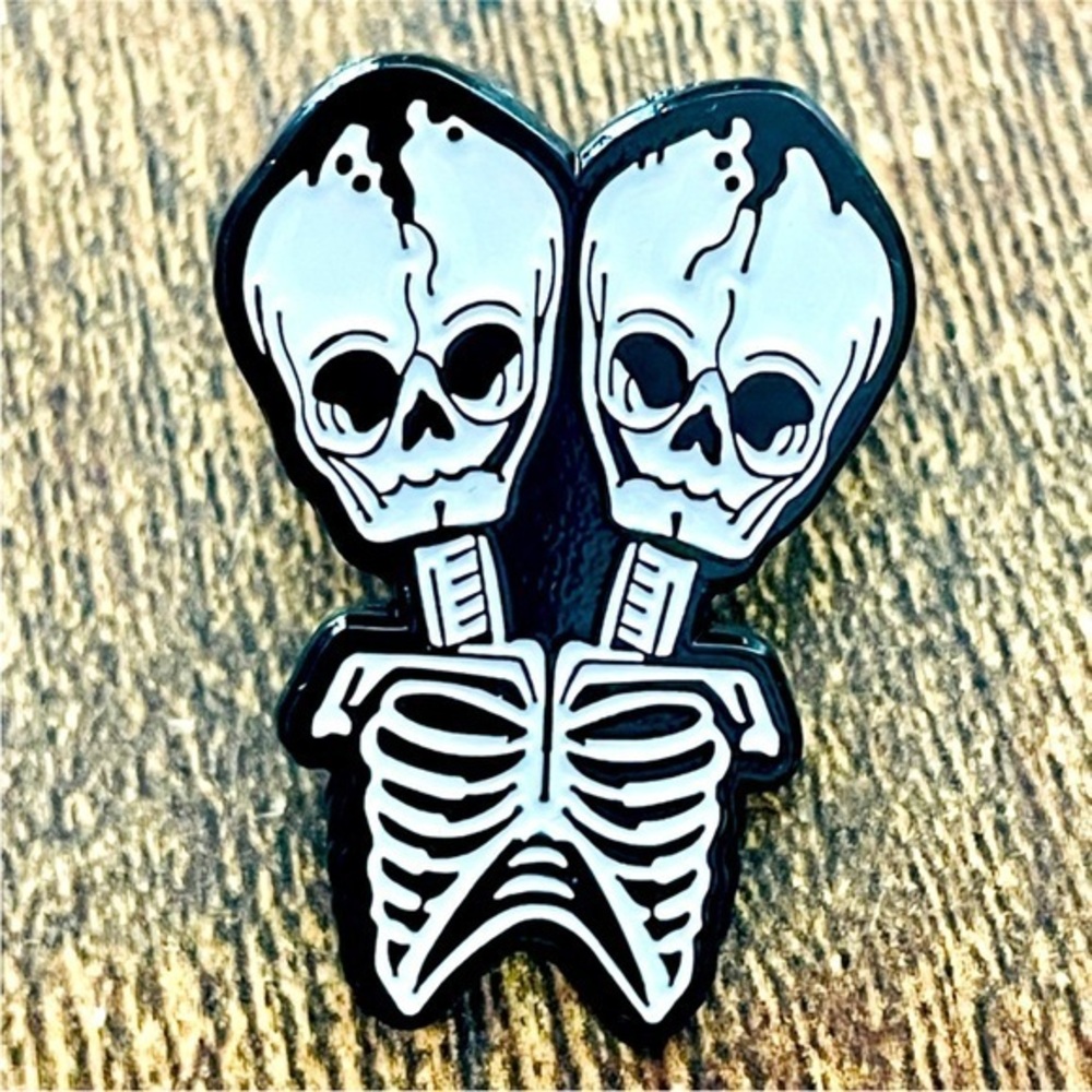 Skeleton Twins Enamel Pin, NWT